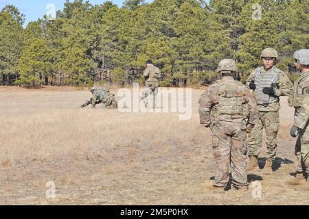 These soldiers from the 1st Battalion 69th Infantry, NYARNG completing fire and maneuver exercise on Range 47B on the Fort Dix Range Complex. During this training each platoon is expected to maneuver using cover through fire towards a flank of an enemy machine gun or strongpoint. When advancing, the 1st Half-Platoon would keep the enemy position busy with supporting weapons fire while the 2nd Half-Platoon would maneuver to a flank, or rear, and roll up the threat. (Photos taken by the Fort Dix [TSC] Training Support Center) Stock Photo