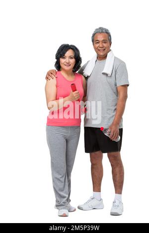 Middle-aged couples dumbbell Stock Photo - Alamy