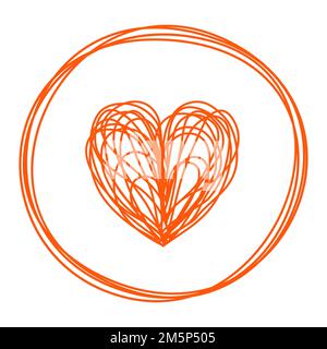 Tangled scribbled heart hanging on a string, hand drawn with thin line,  divider shape. Isolated on white background. Vector illustration Stock  Vector Image & Art - Alamy