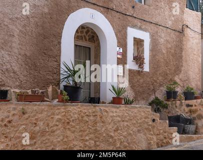 Felanitx, Spain; december 30 2022: Typical architecture of the Majorcan town of Felanitx at sunrise. Island of Mallorca, Spain Stock Photo