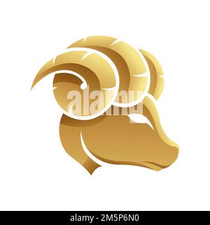 Golden Zodiac Sign Aries on a White Background Stock Photo