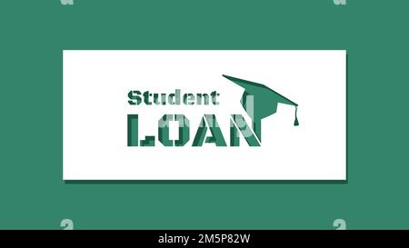 Student Loan message on cutout paper on green background design. Vector illustration Stock Vector