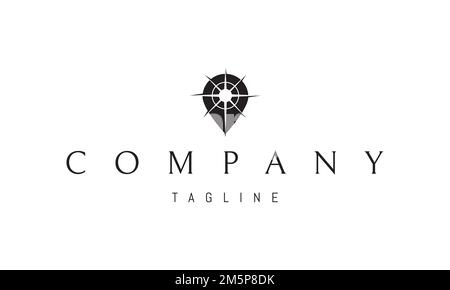 Vector logo on which an abstract image of a compass star in the form of a pointer. Stock Vector