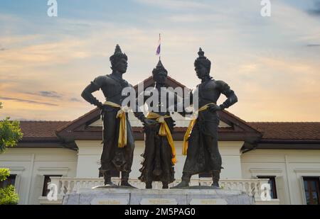 Chiang Mai, Thailand. 10 November 2022. Three Kings Monument Stock Photo