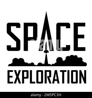 Illustration of Black Space Exploration Logo Stock Photo