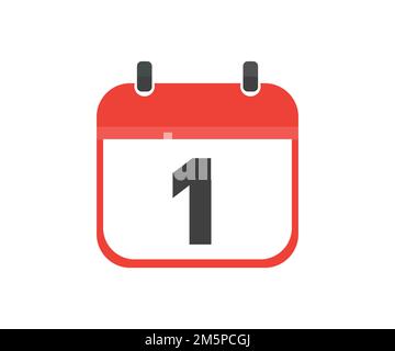 Simple calendar with date 1, day one logo design. Calendar icon flat day 1. Reminder symbol. Event schedule date. Meeting appointment time vector. Stock Vector