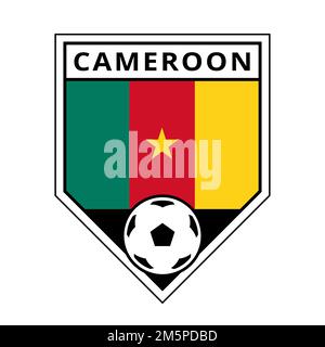 Illustration of Cameroon Angled Team Badge for Football Tournament Stock Photo