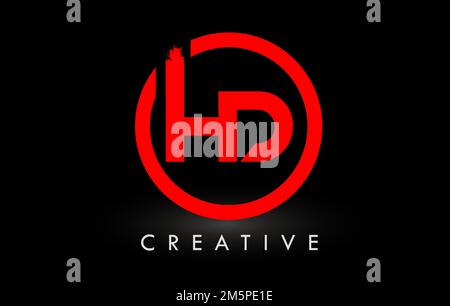 HD Brush Letter Logo Design with Red  Circle. Creative Brushed Letters Icon Logo. Stock Vector