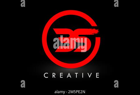 BS Brush Letter Logo Design with Black Circle. Creative Brushed Letters ...