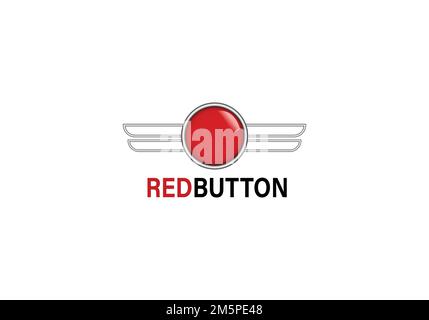 Abstract Round Metal Texture Red Button logo Stock Vector