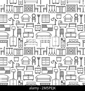 Seamless pattern with furniture icons, vector illustration Stock Vector