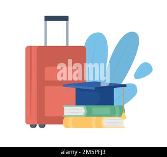 Travel to study semi flat color vector object Stock Vector