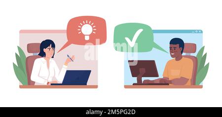 Online meeting flat concept vector illustration Stock Vector