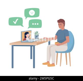 Satisfied feedback semi flat color vector character Stock Vector