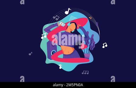 Girl listening to music vector illustration Stock Vector