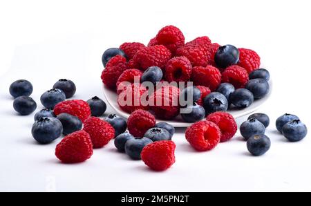 Raspberries and Blueberries Stock Photo