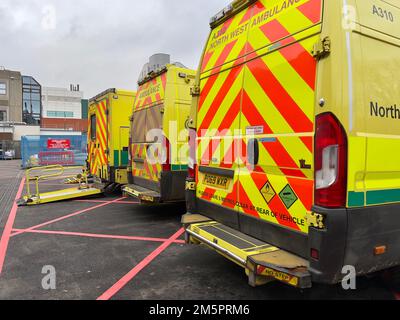 Rear of Ambulance Vehicles Stock Photo