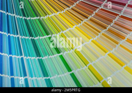 Multi colored pantone fan top view. Stock Photo
