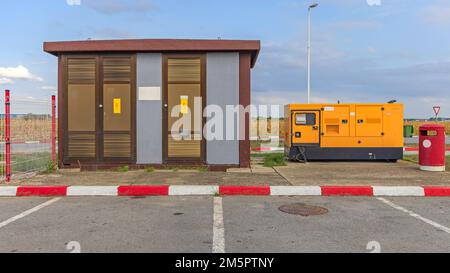 Dual Power Electric Substation With Emergency Diesel Generator Set Stock Photo