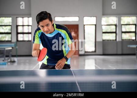 male player in a position ready to receive the ball Stock Photo