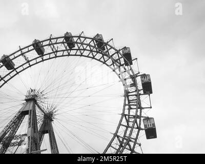 The Wiener Riesenrad or simply Riesenrad is a Ferris wheel located in the large amusement park inside the Prater. Stock Photo