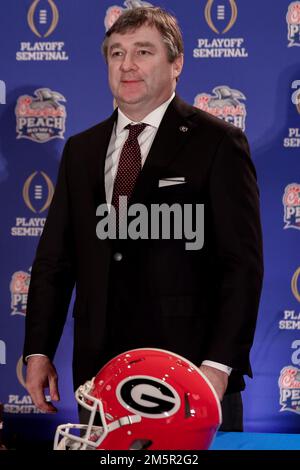 Atlanta, Georgia, USA. 30th Dec, 2022. Georgia Bulldogs head coach Kirby Smart at Friday's coaches press conference for the College Football Playoff at Mercedes Benz Stadium, Atlanta, Georgia. (Credit Image: © Scott Stuart/ZUMA Press Wire) Stock Photo