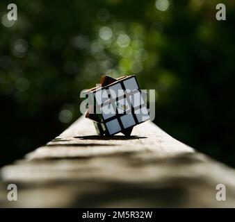 Rubiks cube, color puzzle, cube, fun color puzzle, Rubiks cube colorful puzzle. Stock Photo