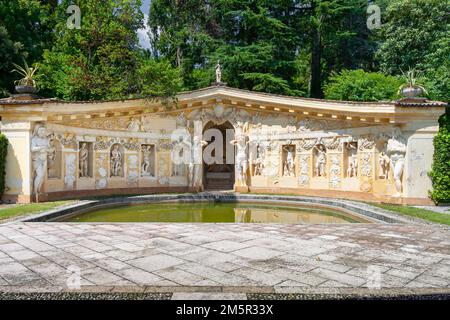 Maser, Treviso Italy - August 15 2009: The nymphaeum with annexed grotto of Villa Barbaro, venetian Villa designed and built by Andrea Palladio archit Stock Photo