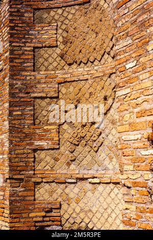 Texture of Ancient Diamond Brickwork Pattern Ruins in Pompeii Italy ...