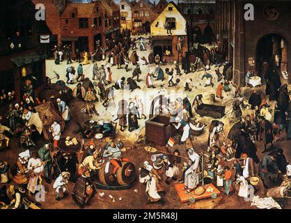 Pieter Bruegel Also Brueghel Or Breughel Elder. The Fight Between Carnival and Lent. Bruegel Was Most Significant Artist Of Dutch And Flemish Stock Photo