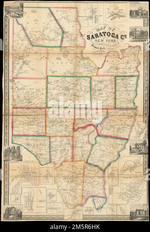 Map of Saratoga Co., New York. Includes 16 insets and 7 ill.... , New York  , Saratoga  ,county Stock Photo