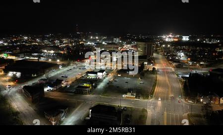 Nov 12 2022, Sudbury Ontario Canada. Sudbury city skyline aerial at night.  Luke Durda/Alamy Stock Photo