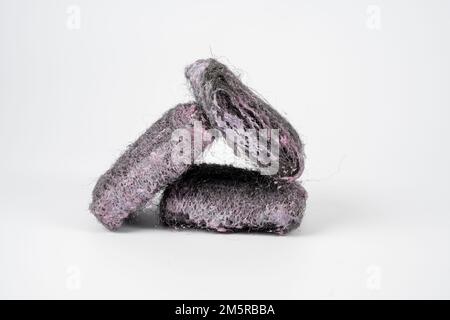 scouring soap filled steel wire wool pads isolated on a white background Stock Photo