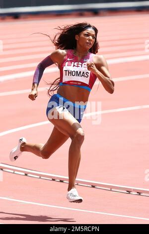 Gabrielle Thomas (USA) competing in the Women's 200 metres at the 2020
