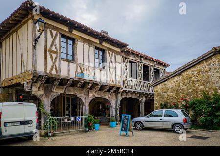 Timber framed medieval houses in the small village of Bassoues in the South of France (Gers) Stock Photo