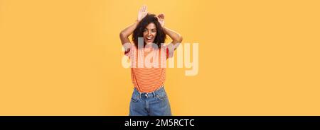 Let me be your bunny. Portrait of charming enthusiastic and ...