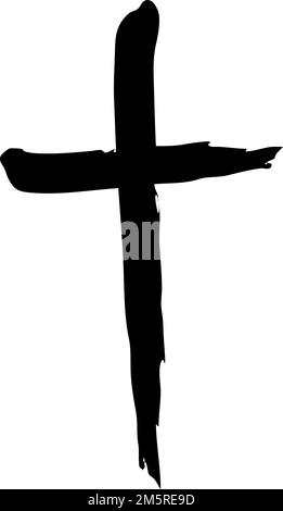 Hand drawn christian cross symbol hand painted with black ink Stock Vector