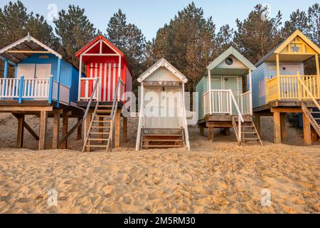Bautiful Beach huts at Wells-Next-the-Sea Stock Photo