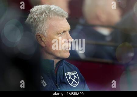 David Moyes manager of West Ham United during the Premier League match between West Ham United and Brentford at the London Stadium, Stratford on Friday 30th December 2022. (Credit: Tom West | MI News) Credit: MI News & Sport /Alamy Live News Stock Photo