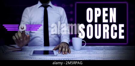 Inspiration showing sign Open Source. Business approach denoting software which original source code freely available Stock Photo