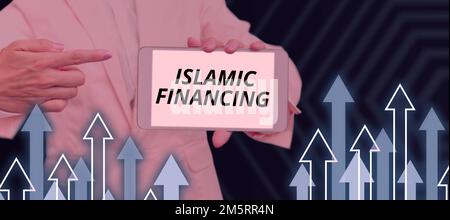 Text sign showing Islamic Financing. Word for Banking activity and investment that complies with sharia Stock Photo