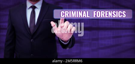 Conceptual caption Criminal Forensics. Internet Concept Federal Offense actions Illegal Activities punishable by Law Stock Photo