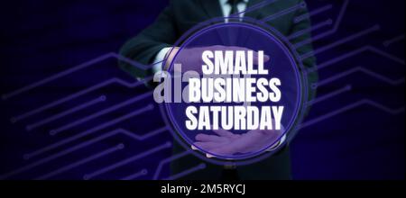 Handwriting text Small Business Saturday, Word Written on American shopping holiday held during the Saturday Stock Photo