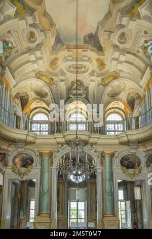 Turin, Italy - June 2022: Baroque luxury interior with marble of Queen's Palace - Villa della Regina Stock Photo