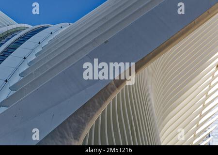 Oculus' pure white ribs soar over the World Trade Center Transportation Hub. Stock Photo