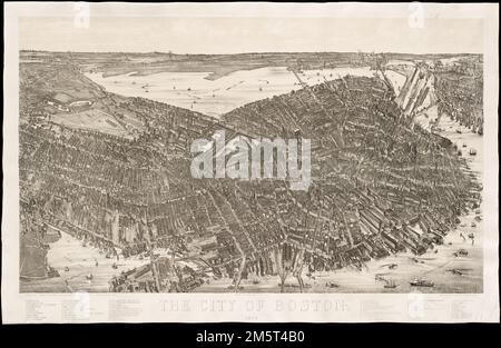 The City of Boston : 1879. Bird's-eye view. Indexed for points of interest.... , Massachusetts  , Suffolk  ,county   , Boston Stock Photo