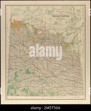 Saskatchewan : map showing disposition of lands. Relief shown by spot heights.... , Canada  , Province of Saskatchewan  ,province Stock Photo