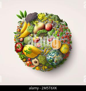 Planet earth made with fruits and vegetables Stock Photo