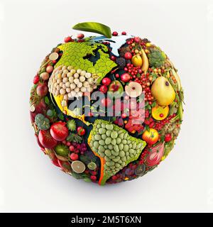 Planet earth made with fruits and vegetables Stock Photo