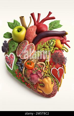 Human brain shape made from fruits and vegetables Stock Photo